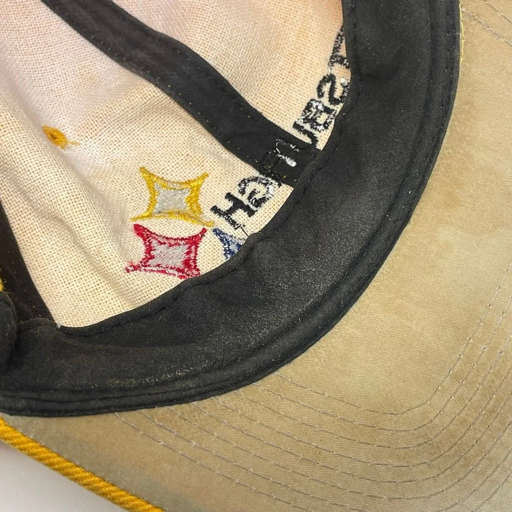 Vintage Pittsburgh Steelers Hat Gold Strapback NFL Football Cap Embroidered